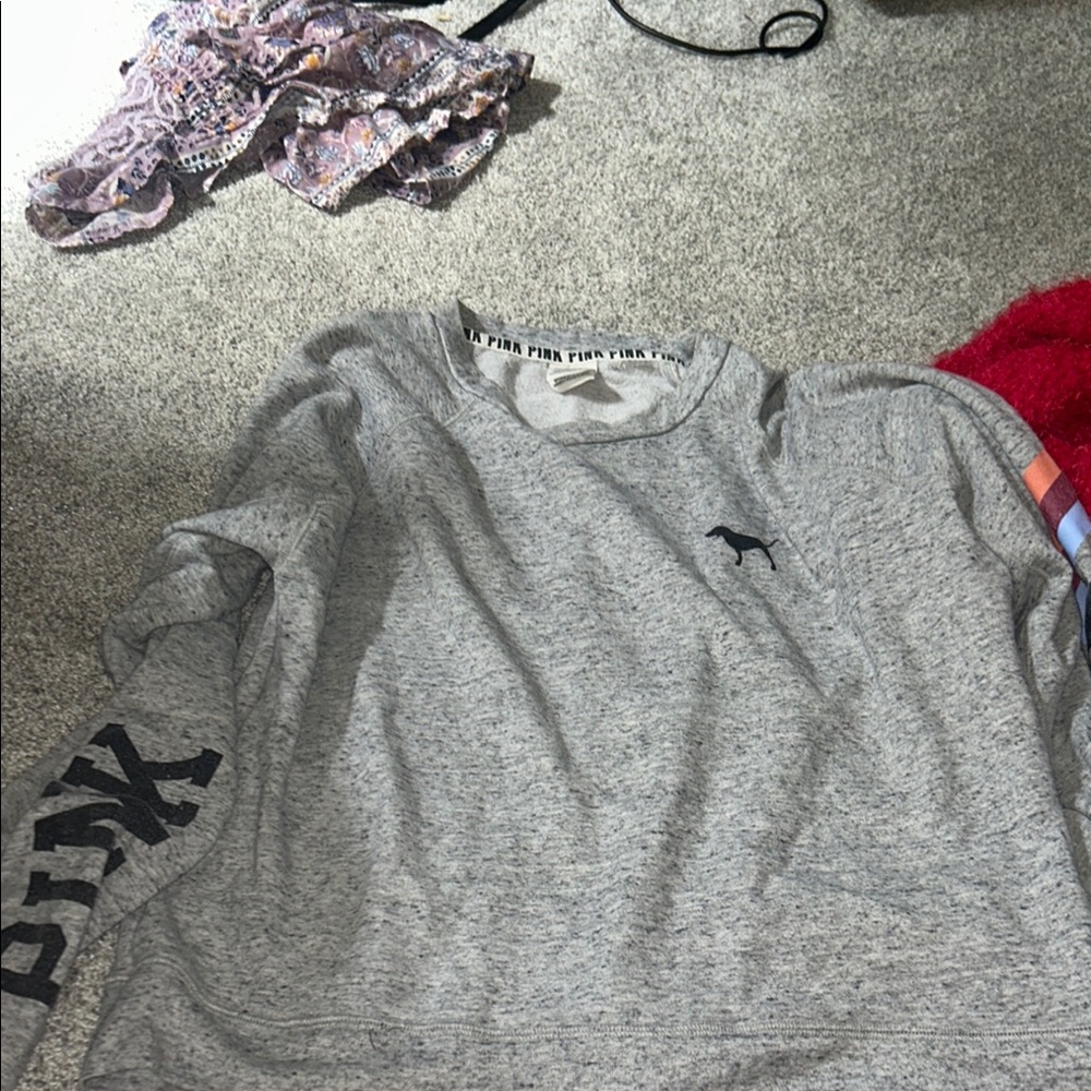 PINK Victoria's Secret Gray Long Sleeve Tee